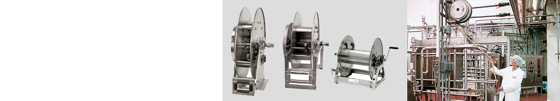 Hose reels for food processing industry