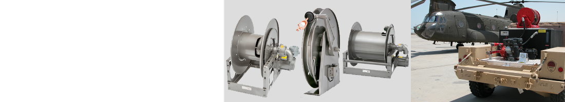 Hose reels for military or government industry